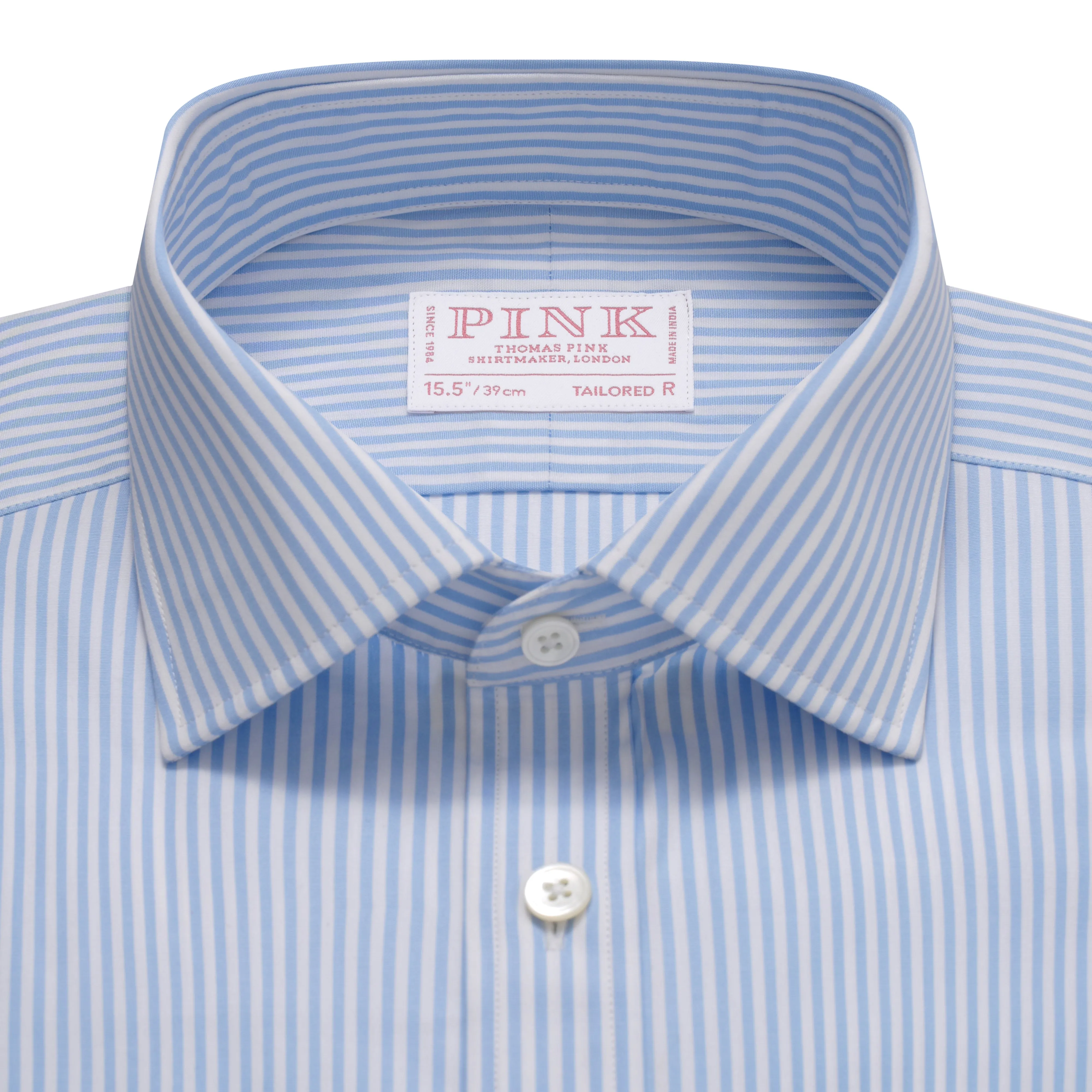 Pale Blue & White Tailored Fit Double Cuff Essential Bengal Stripe Formal Shirt sold by Thomas Pink product image thumbnail 3