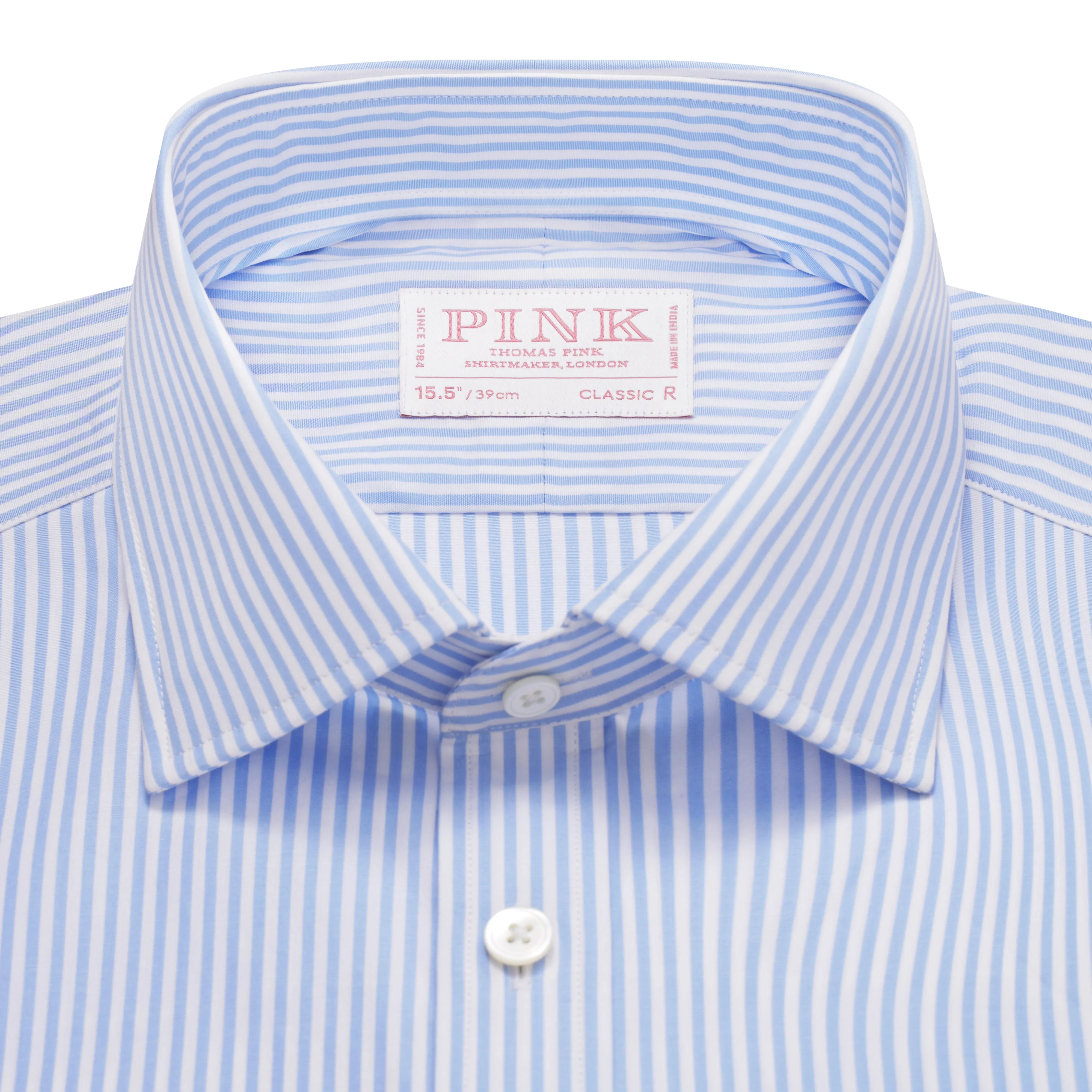 Pale Blue & White Classic Fit Double Cuff Essential Bengal Stripe Formal Shirt sold by Thomas Pink product image thumbnail 3