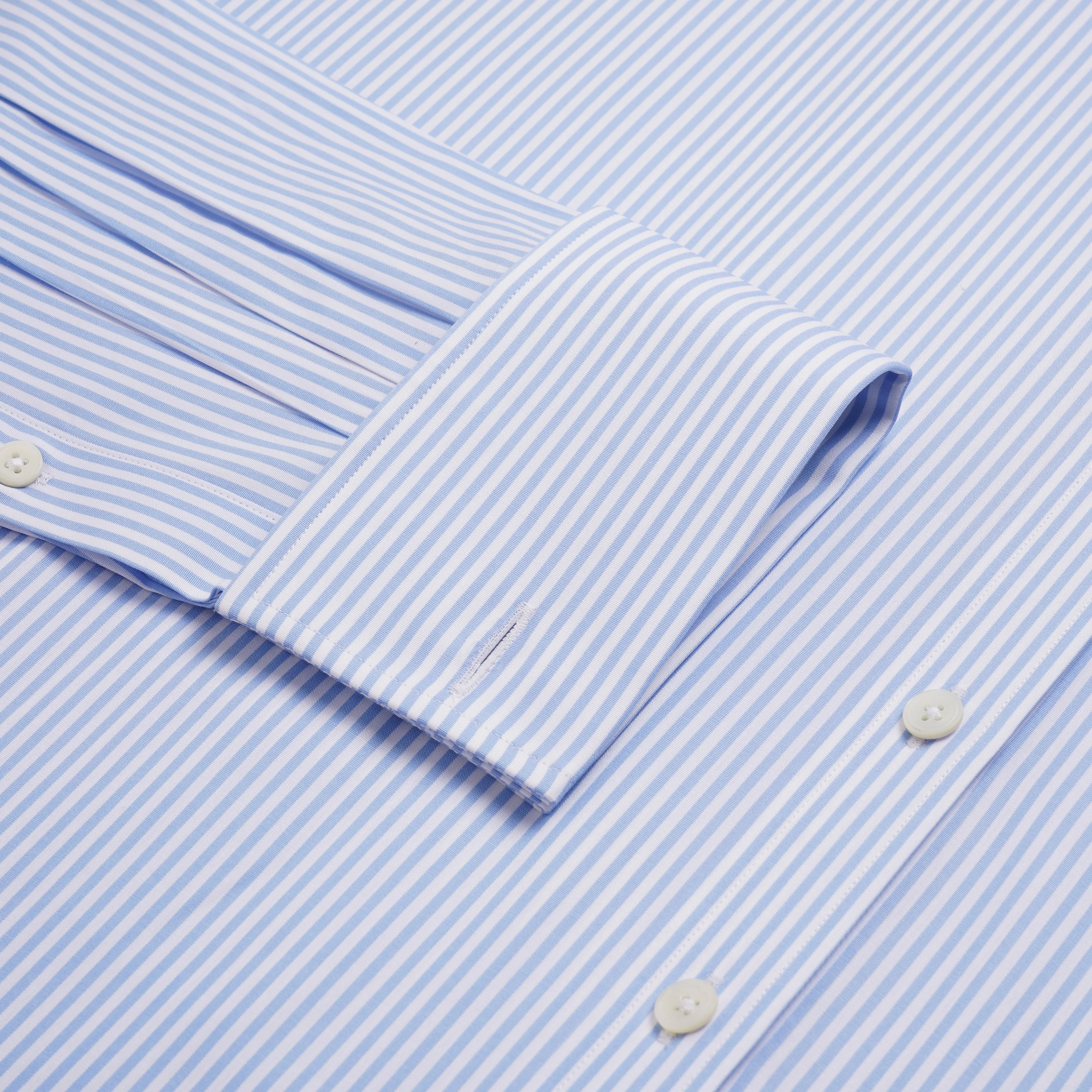 Pale Blue & White Classic Fit Double Cuff Essential Bengal Stripe Formal Shirt sold by Thomas Pink product image thumbnail 2