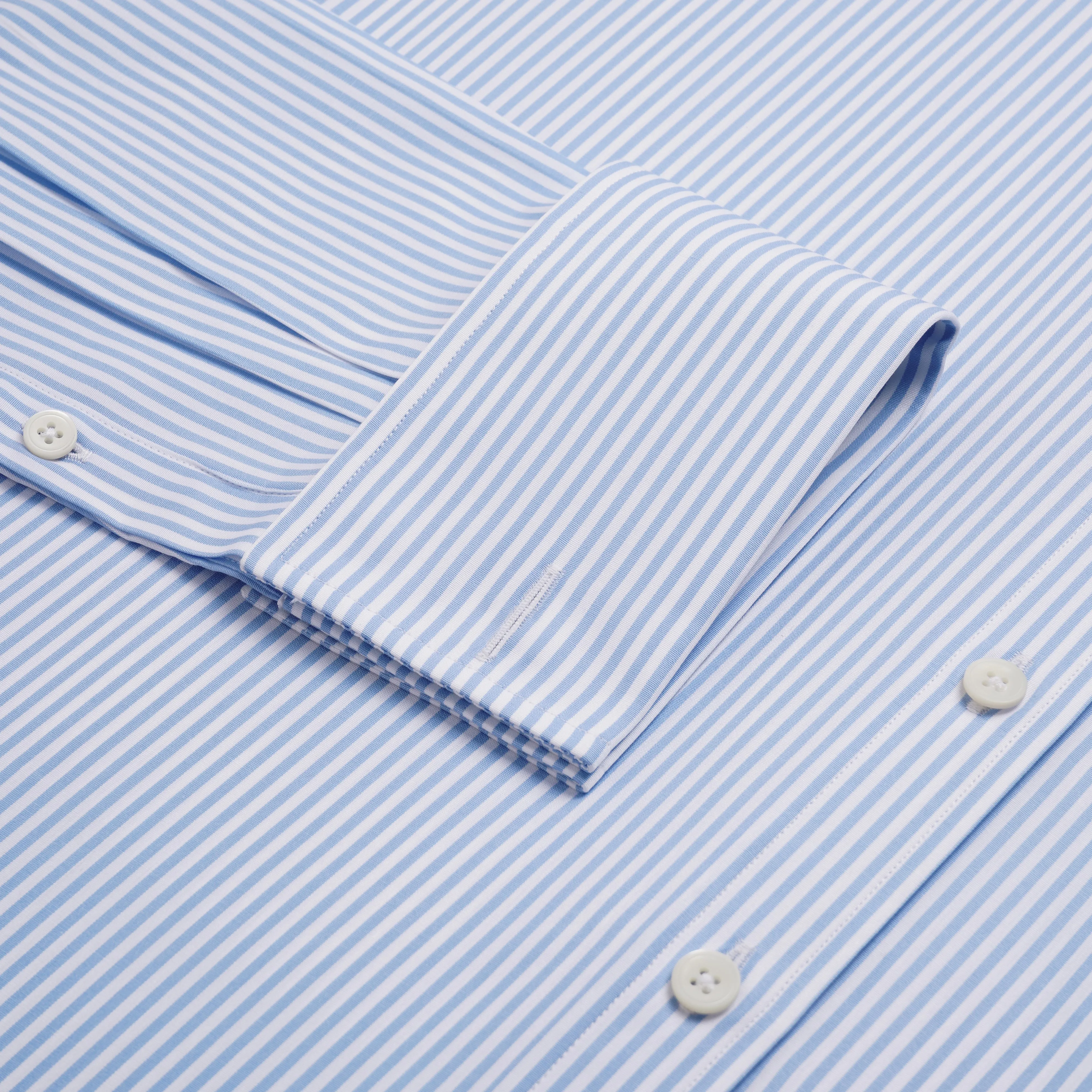 Pale Blue & White Slim Fit Double Cuff Essential Bengal Stripe Formal Shirt sold by Thomas Pink product image thumbnail 2