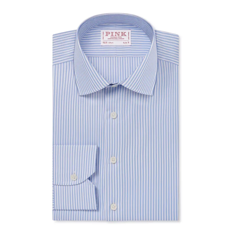 Pale Blue & White Slim Fit Essential Bengal Stripe Formal Shirt sold by Thomas Pink