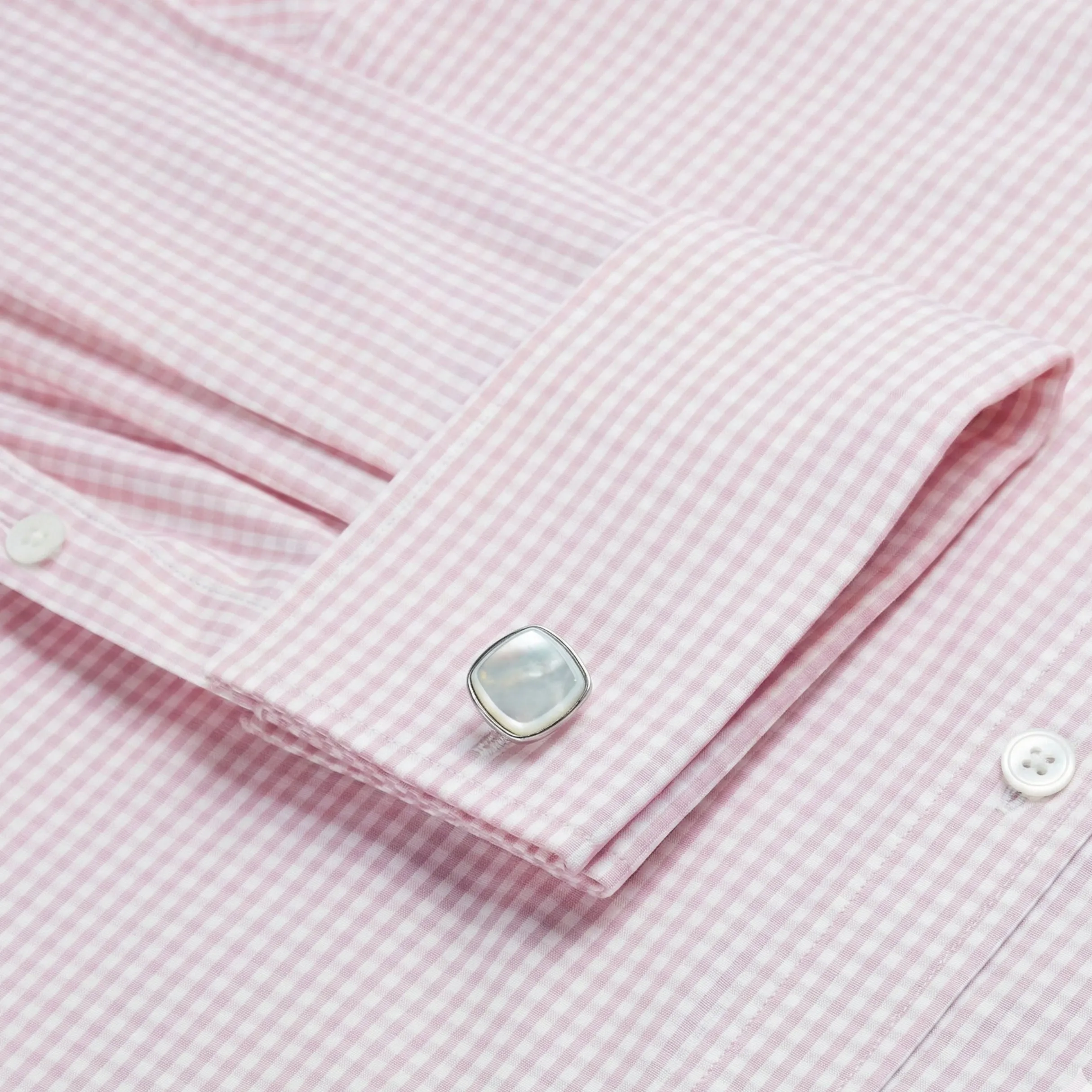 Pale Pink & White Classic Fit Double Cuff Essential Gingham Formal Shirt sold by Thomas Pink product image thumbnail 2