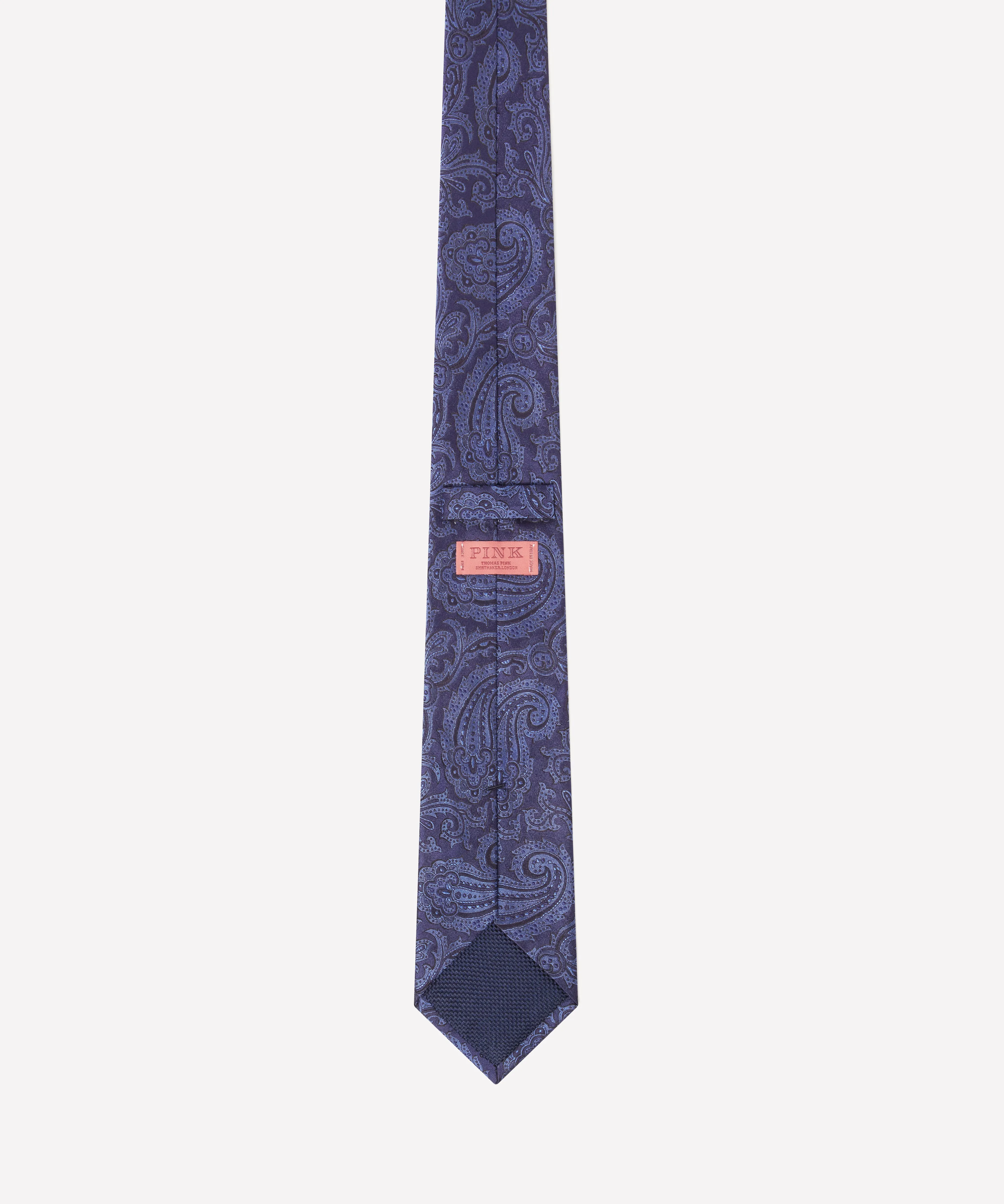 Navy & Blue Contrast Paisley Silk Tie sold by Thomas Pink product image thumbnail 2