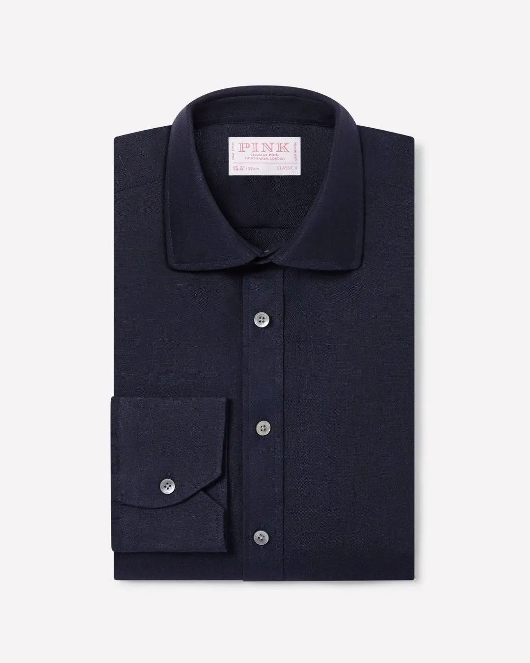 Navy Classic Fit Essential Linen Formal Shirt sold by Thomas Pink