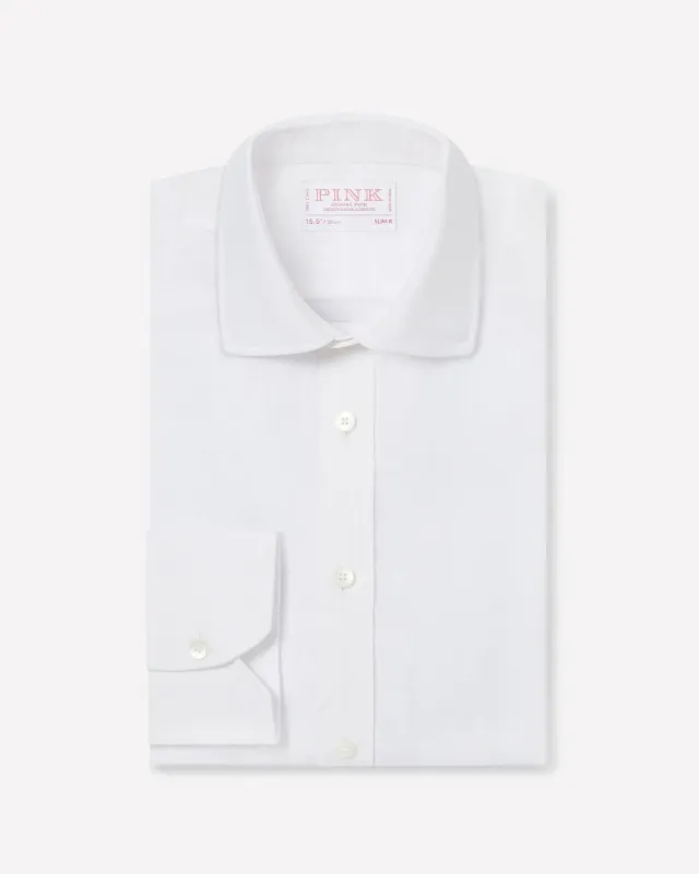 White Slim Fit Essential Linen Formal Shirt made by Thomas Pink