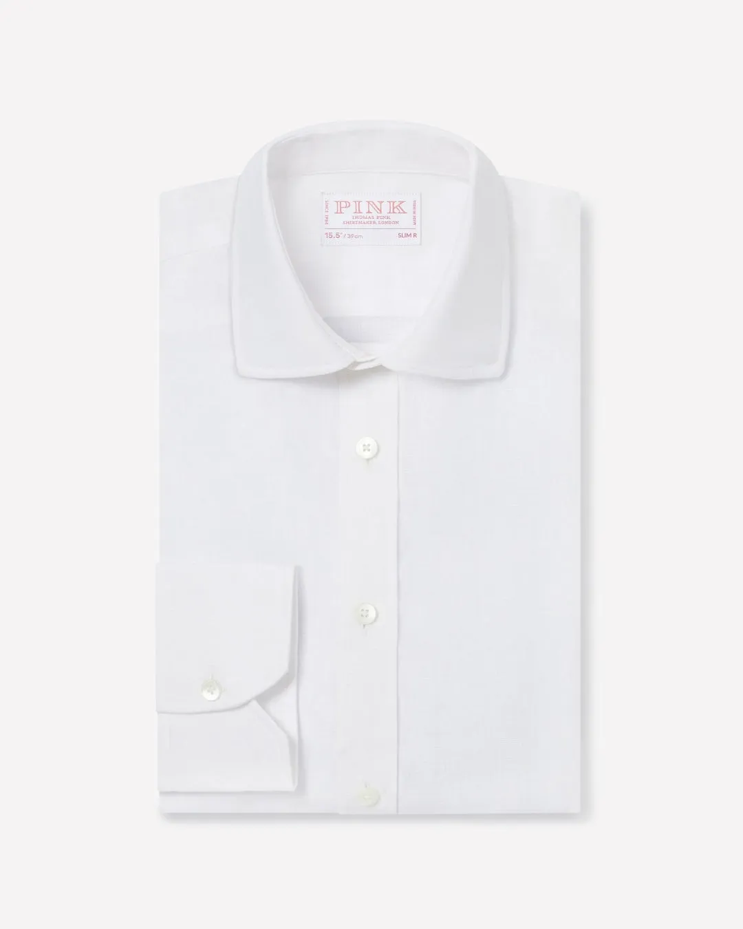 White Slim Fit Essential Linen Formal Shirt sold by Thomas Pink