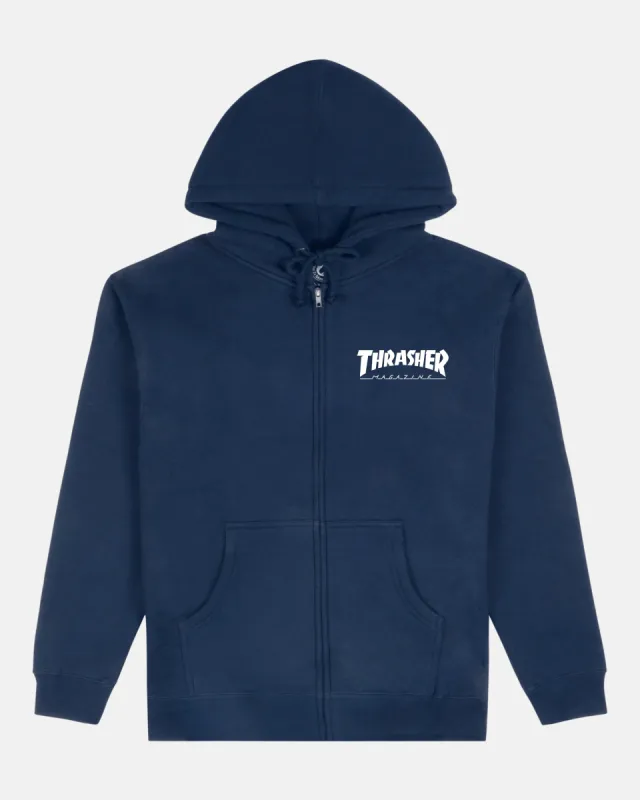 MAG LOGO - ZIP UP HOODIE - NAVY sold by Thrasher