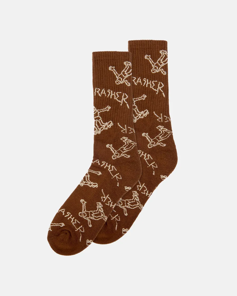 GONZ CREW SOCKS - BROWN / TAN sold by Thrasher