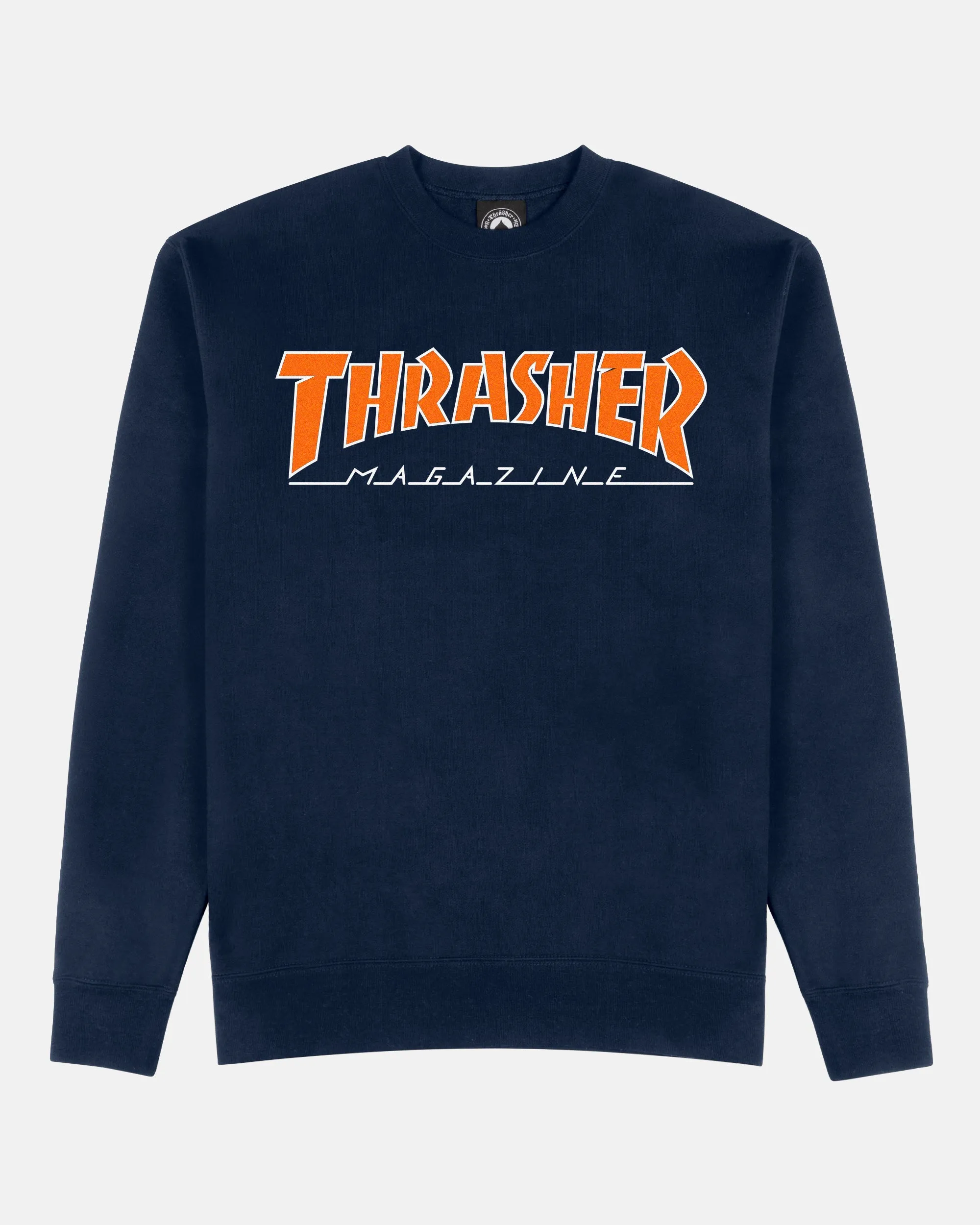 OUTLINED - CREWNECK - NAVY / ORANGE sold by Thrasher