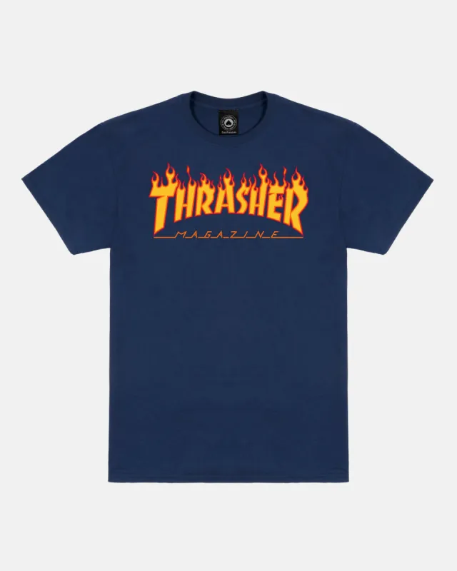 FLAME - TSHIRT - NAVY sold by Thrasher