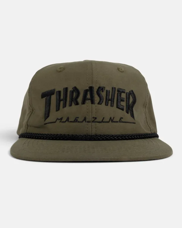 THRASHER - ROPE SNAPBACK - OLIVE/BLACK sold by Thrasher