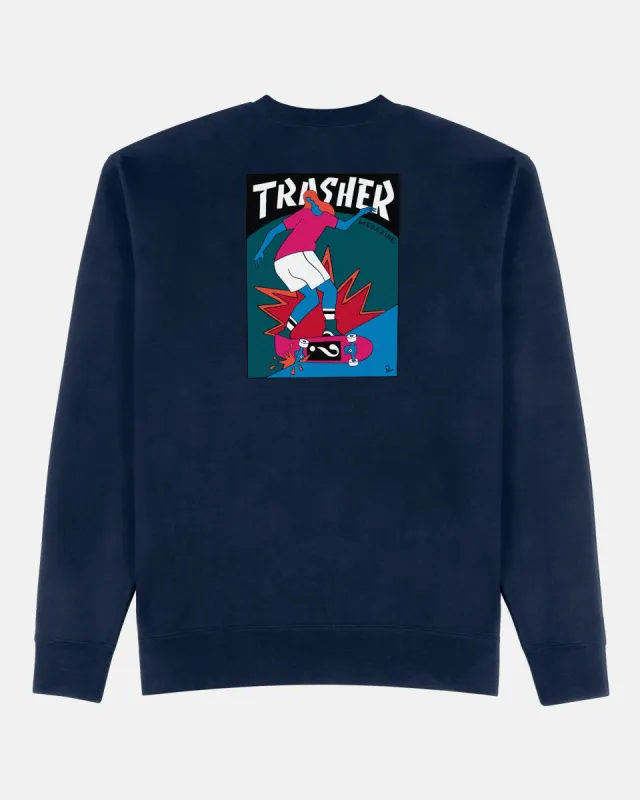 TRASHER HURRICANE - CREWNECK - NAVY sold by Thrasher