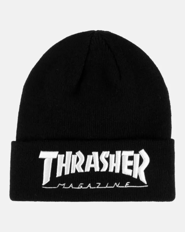 EMBROIDERED THRASHER - BEANIE - BLACK sold by Thrasher