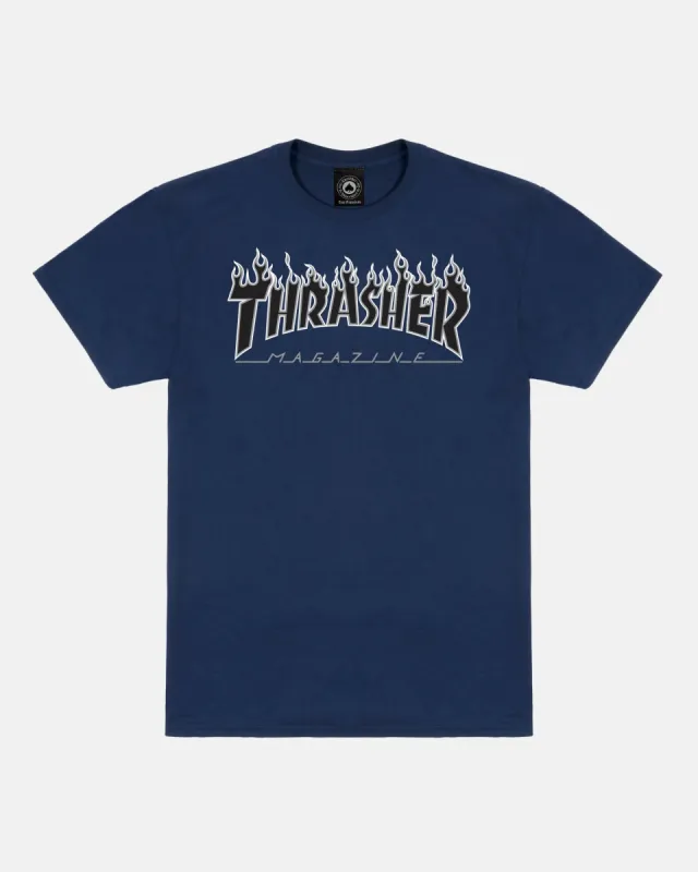 FLAME - TSHIRT - NAVY / BLACK sold by Thrasher