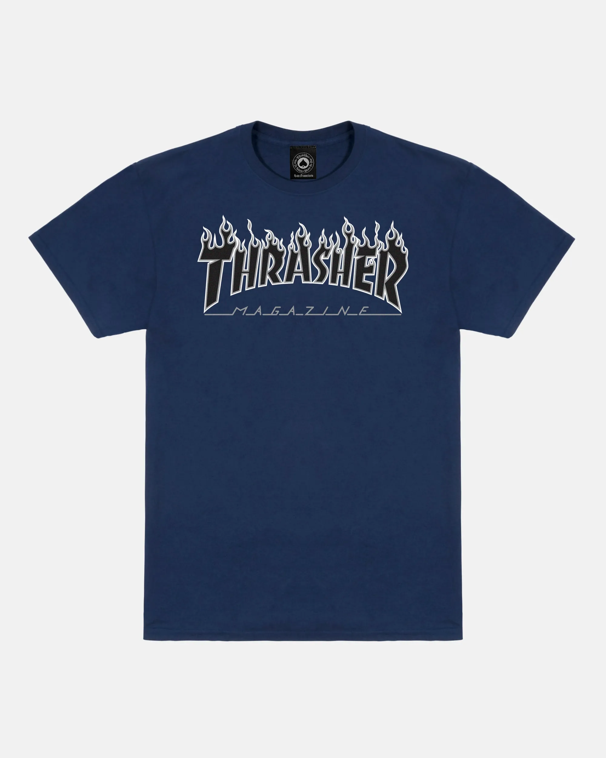 FLAME - TSHIRT - NAVY / BLACK sold by Thrasher