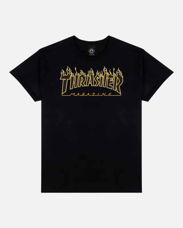FLAME - TSHIRT - BLACK / YELLOW sold by Thrasher