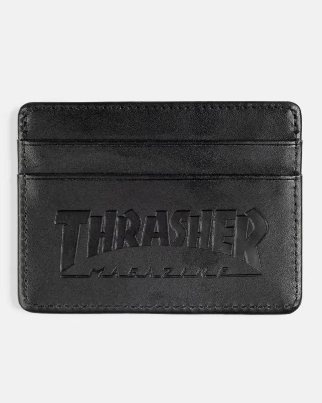 THRASHER - LEATHER CARD WALLET - BLACK sold by Thrasher