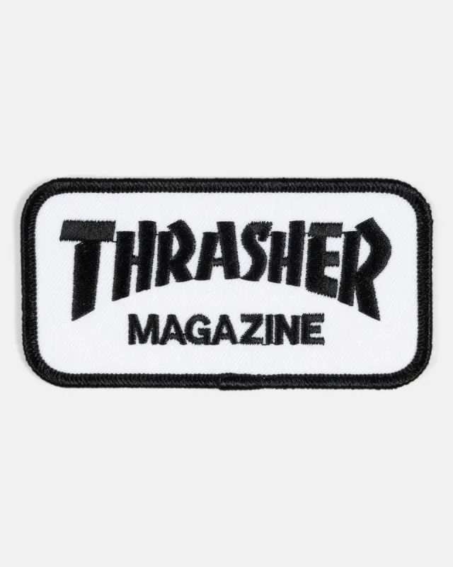 THRASHER MAGAZINE LOGO PATCH | WHITE & BLACK sold by Thrasher