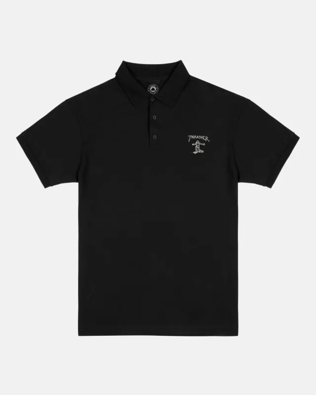 LITTLE GONZ EMBROIDERED - POLO - BLACK sold by Thrasher
