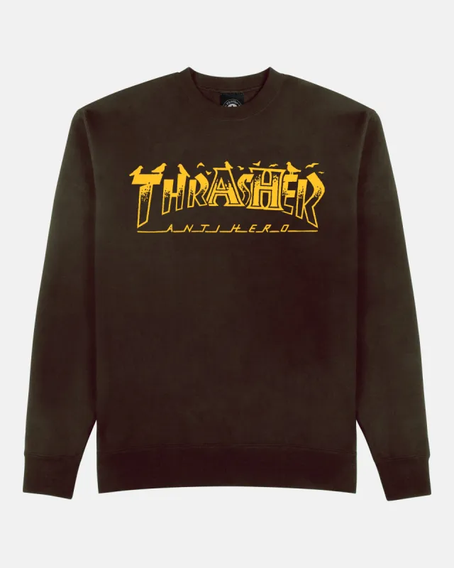 PIGEON MAG - CREWNECK - DARK CHOCOLATE sold by Thrasher