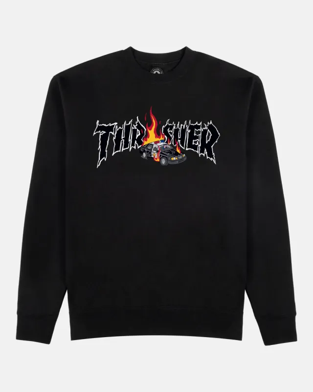 COP CAR-CREWNECK-BLACK sold by Thrasher