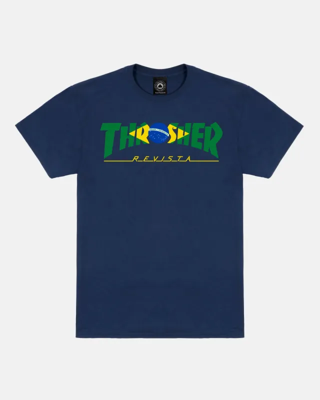 BRAZIL REVISTA - TSHIRT - NAVY sold by Thrasher