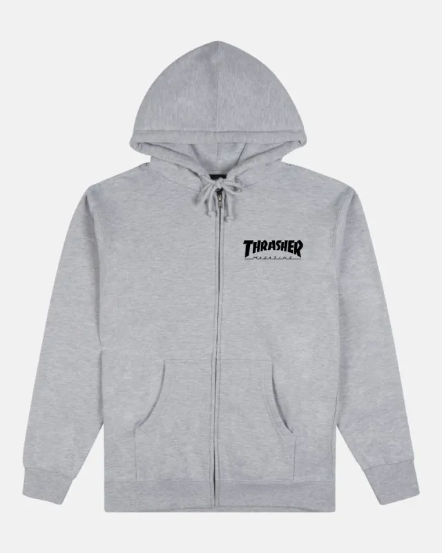 MAG LOGO - ZIP UP HOODIE - GREY sold by Thrasher