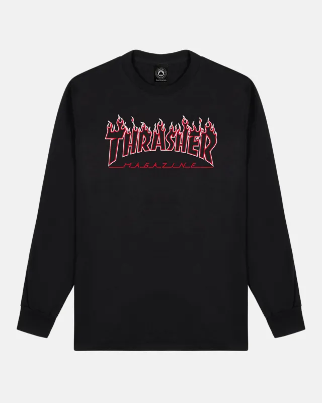 FLAME - LONGSLEEVE - BLACK / RED sold by Thrasher