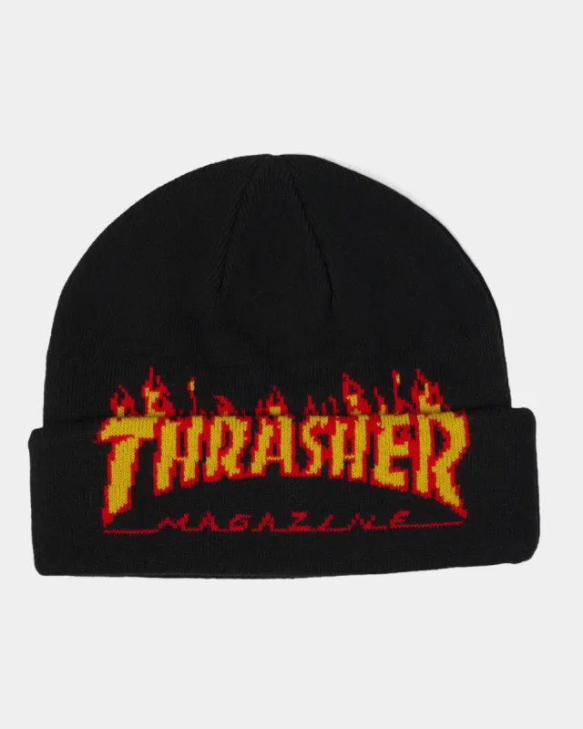 Flame Fold Beanie - Black sold by Thrasher