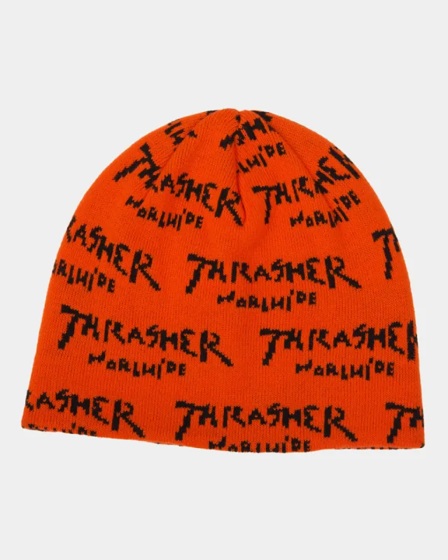 Worlwide Skully Beanie - Orange sold by Thrasher