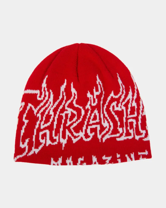 Fire Outlined Skully Beanie - Red sold by Thrasher
