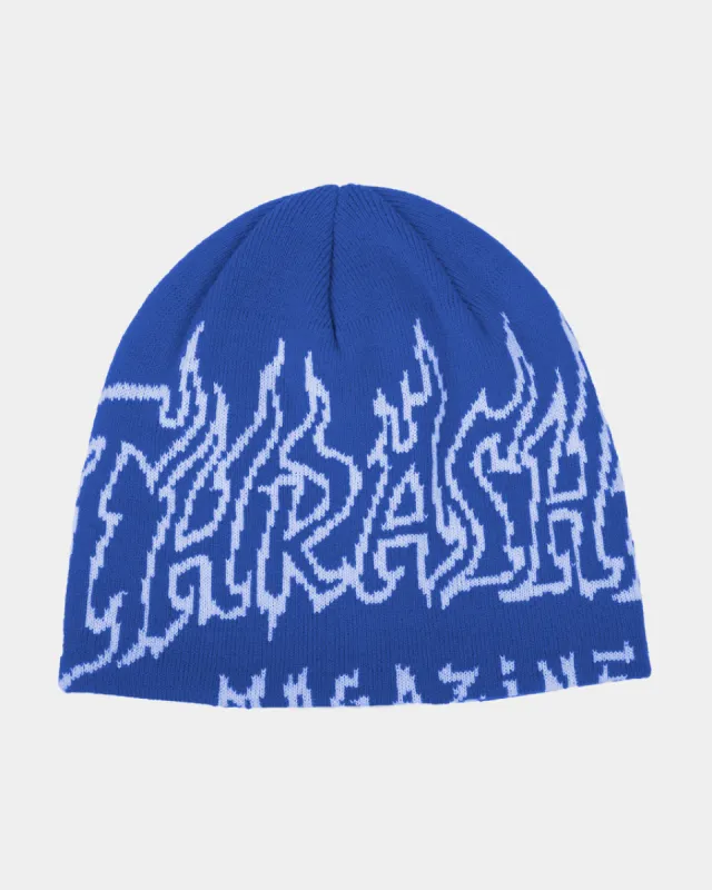Fire Outlined Skully Beanie - Blue sold by Thrasher
