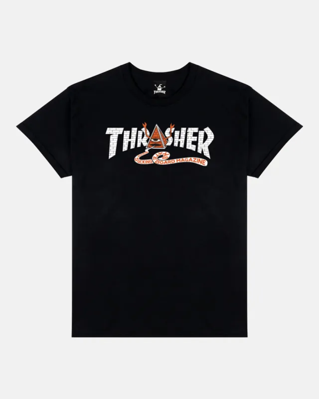 THRASHER X TOY MACHINE - PYRAMID - T-SHIRT - BLACK sold by Thrasher