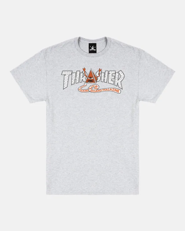 THRASHER X TOY MACHINE - PYRAMID - T-SHIRT - ASH GREY sold by Thrasher
