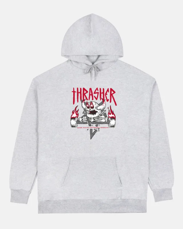 THRASHER X TOY MACHINE - MONSTER-GRAM - HOODIE - ASH GREY sold by Thrasher