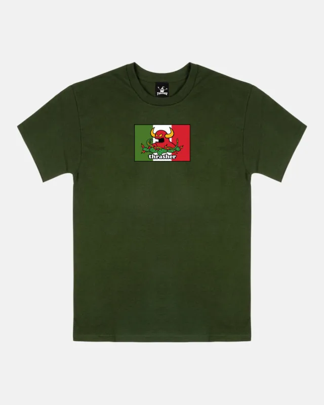 THRASHER X TOY MACHINE - HECHO - T-SHIRT - FOREST GREEN sold by Thrasher