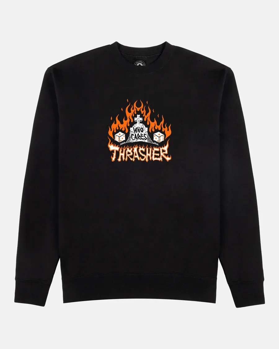 WHO CARES BY NECKFACE - CREWNECK - BLACK sold by Thrasher