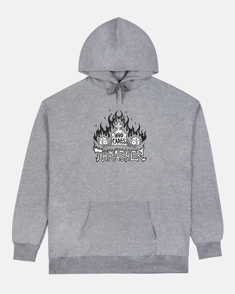 WHO CARES BY NECK FACE - HOODIE - SPORT GREY sold by Thrasher