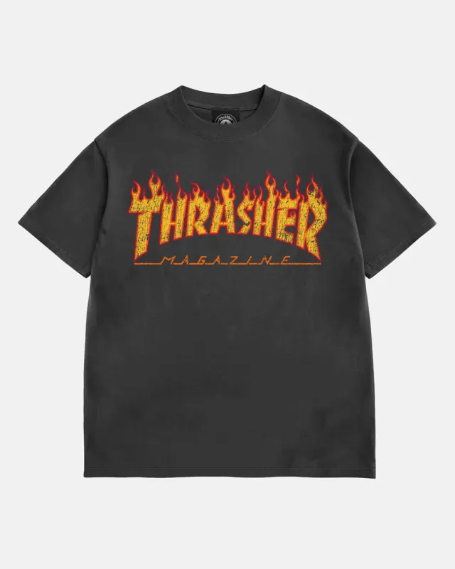 FLAME VINTAGE - T-SHIRT - BLACK sold by Thrasher