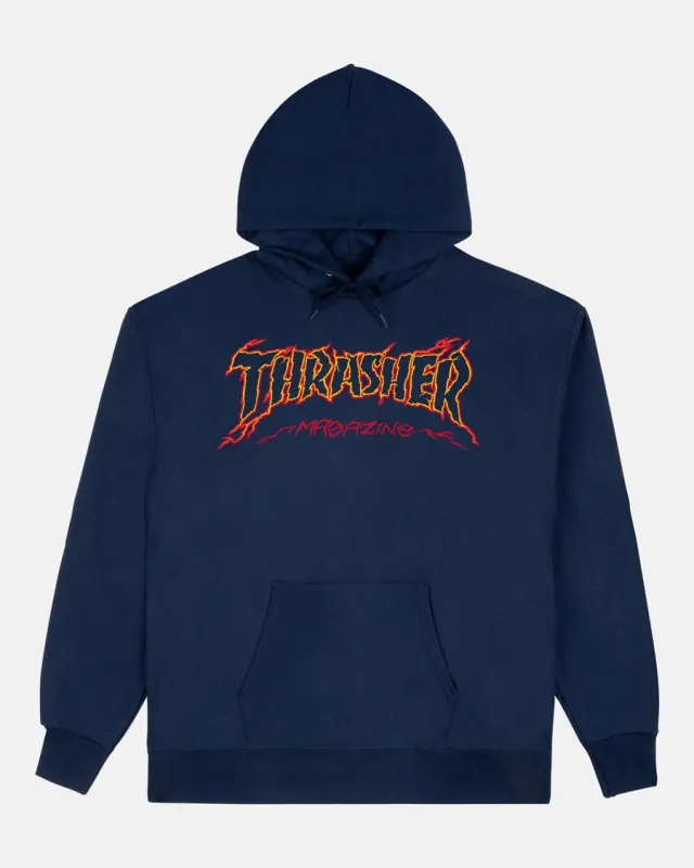 CRACKED BY EXTEENAGER - HOODIE - NAVY sold by Thrasher