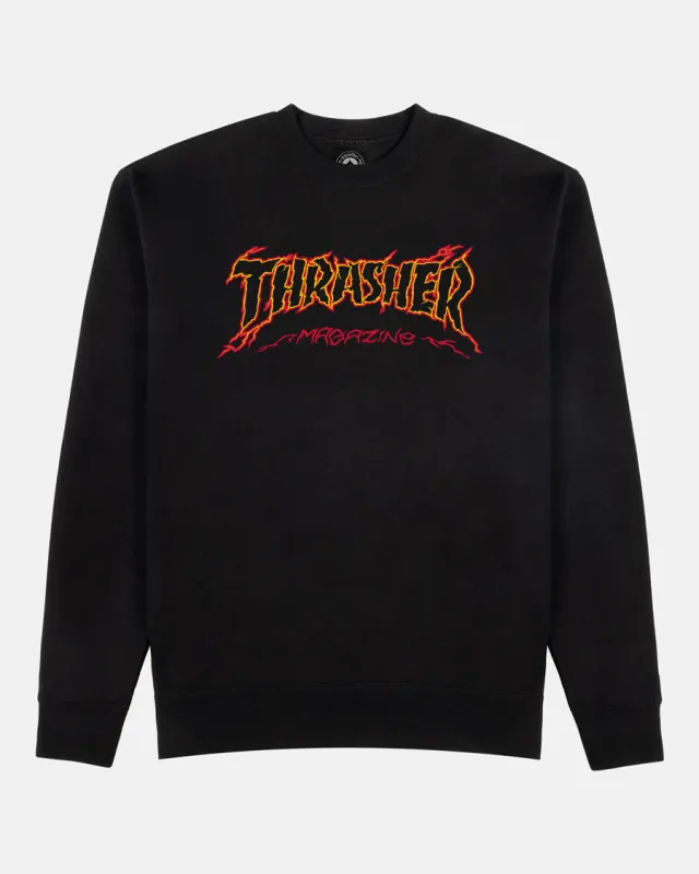 CRACKED BY EXTEENAGER - CREWNECK - BLACK sold by Thrasher