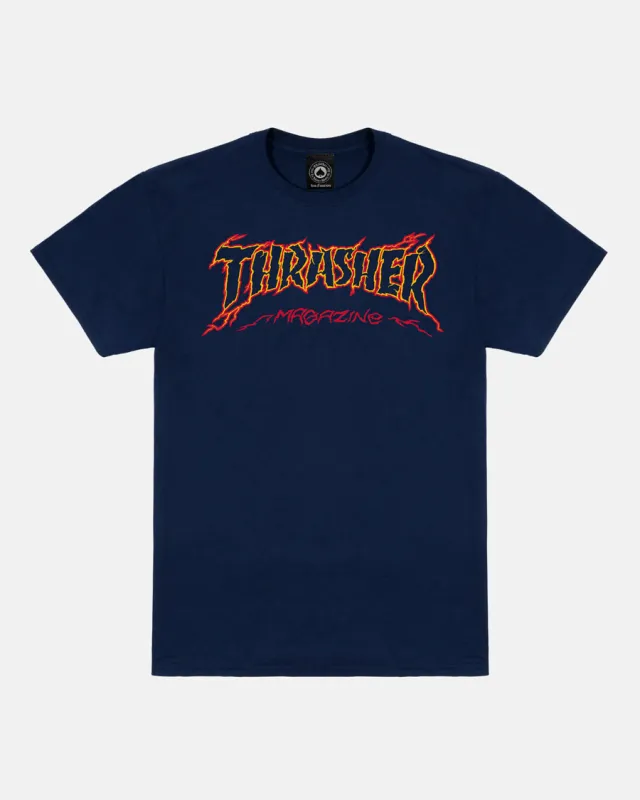 CRACKED BY EXTEENAGER - T-SHIRT - NAVY sold by Thrasher