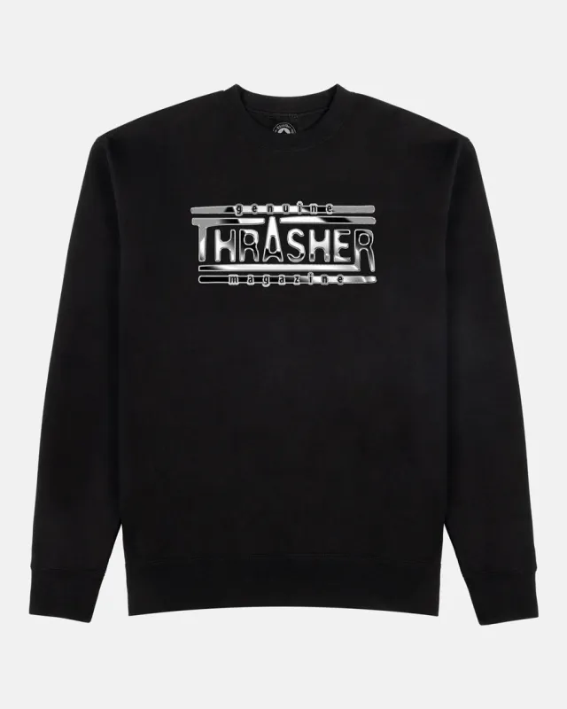 CHROME GENUINE - CREWNECK - BLACK sold by Thrasher