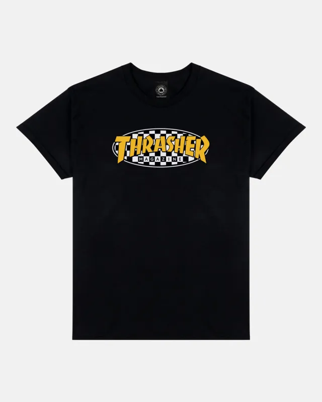 CHECKERED OVAL - T-SHIRT - BLACK sold by Thrasher