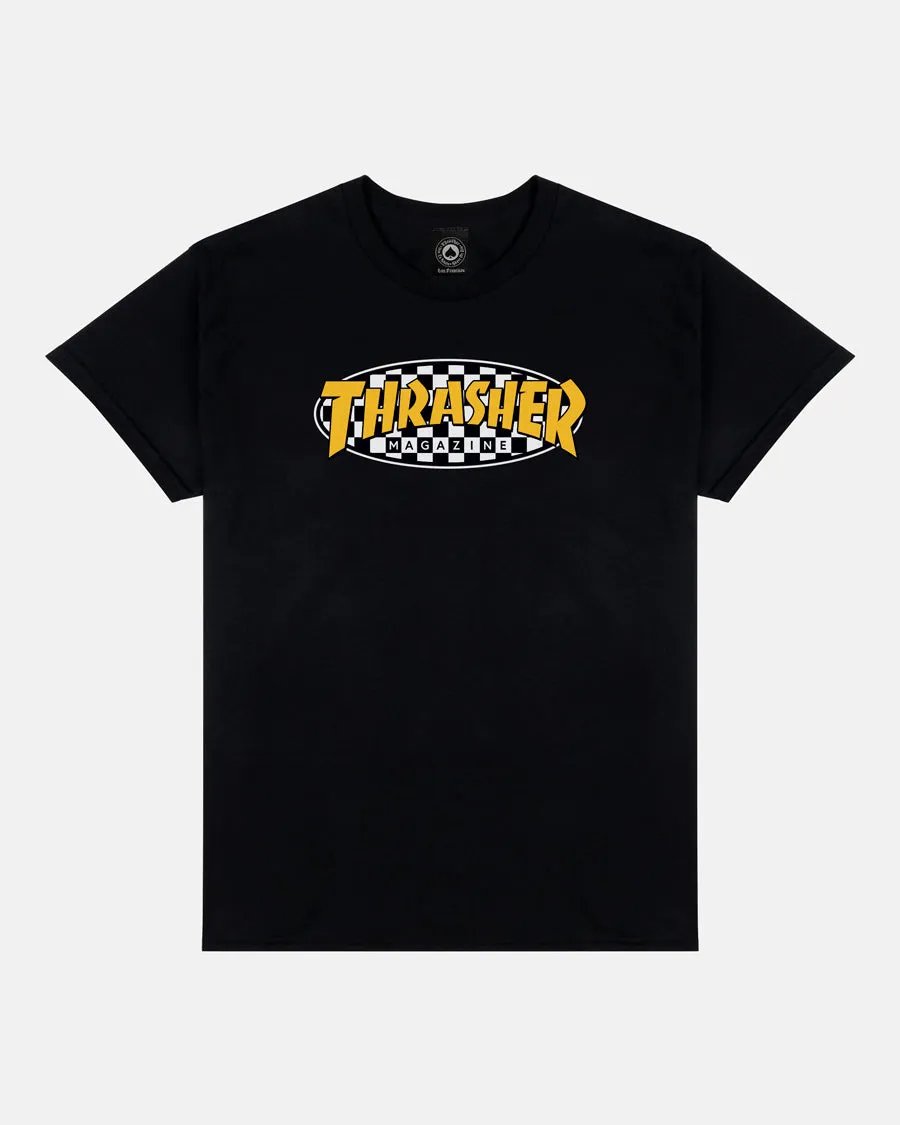 CHECKERED OVAL - T-SHIRT - BLACK sold by Thrasher