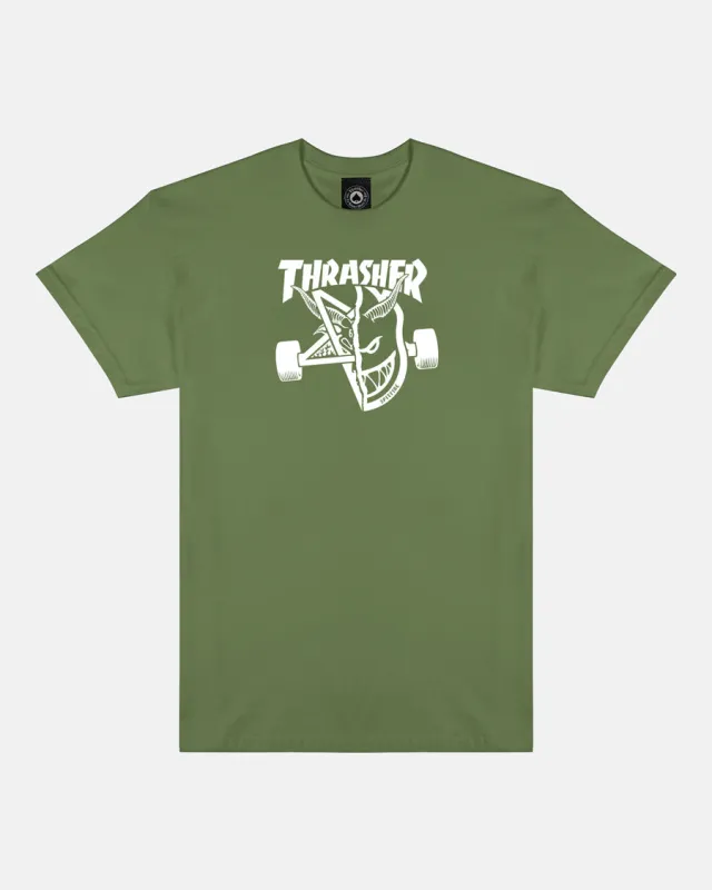 THRASHER X SPITFIRE - THRASH & BURN - T-SHIRT - MILITARY GREEN sold by Thrasher