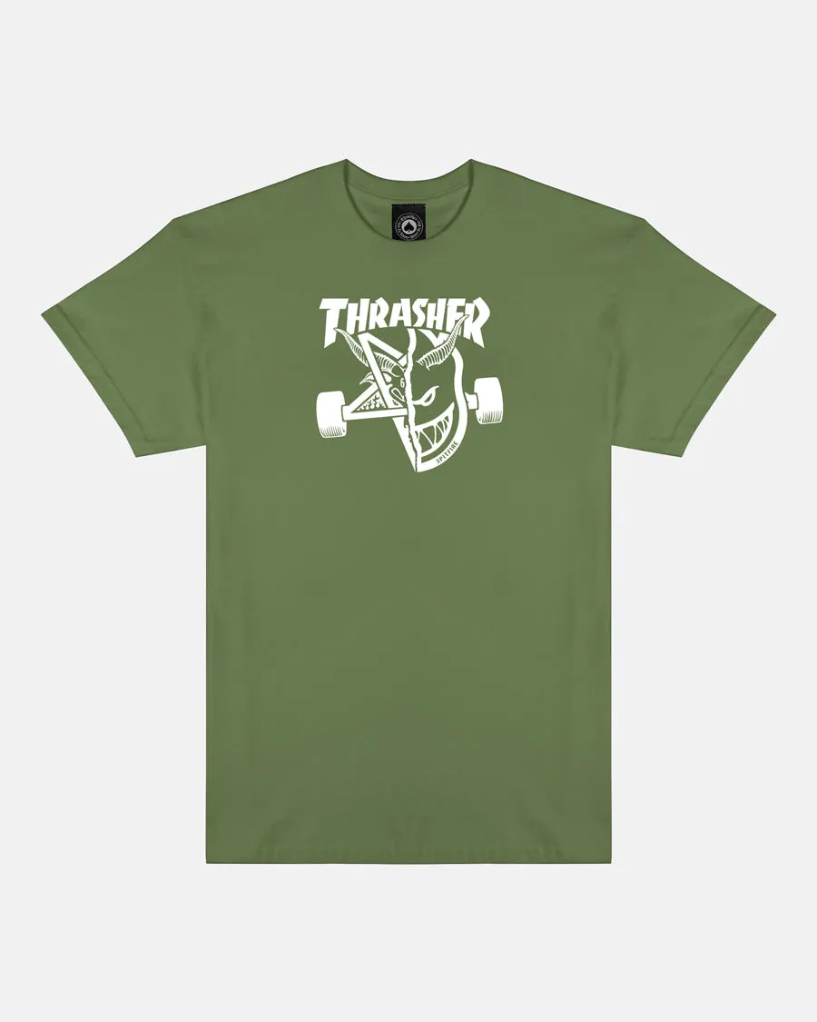 THRASHER X SPITFIRE - THRASH & BURN - T-SHIRT - MILITARY GREEN sold by Thrasher
