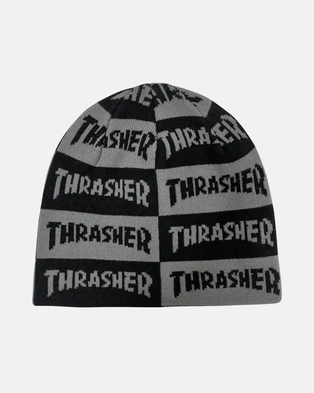 MAG CHECKERED - SKULLY BEANIE - BLACK/GREY sold by Thrasher