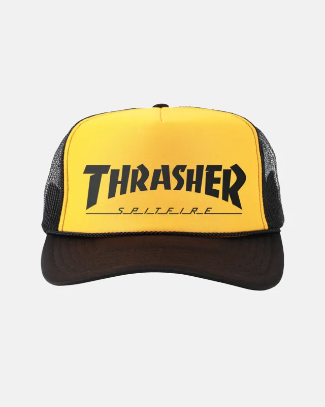 THRASHER X SPITFIRE - TRUCKER - BLACK/GOLD/BLACK sold by Thrasher