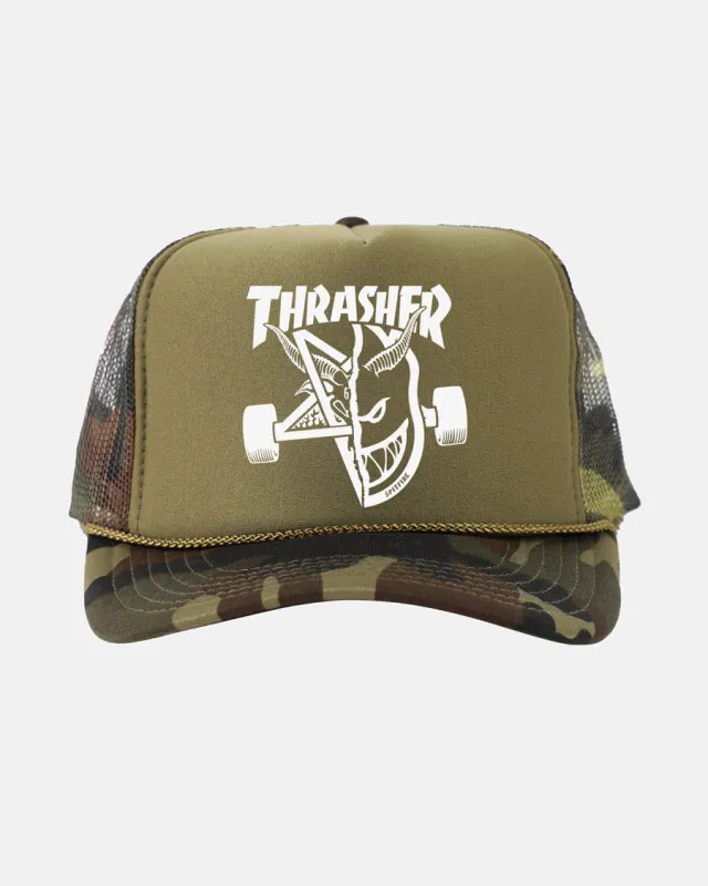 THRASHER X SPITFIRE - THRASH & BURN - TRUCKER - CAMO sold by Thrasher